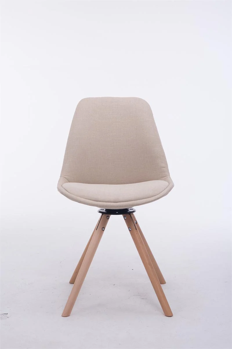 Chaise de salle à manger x1 chaise visiteur assise pivotant à 360° en tissu crème piètement en bois rond clair 10_0008315