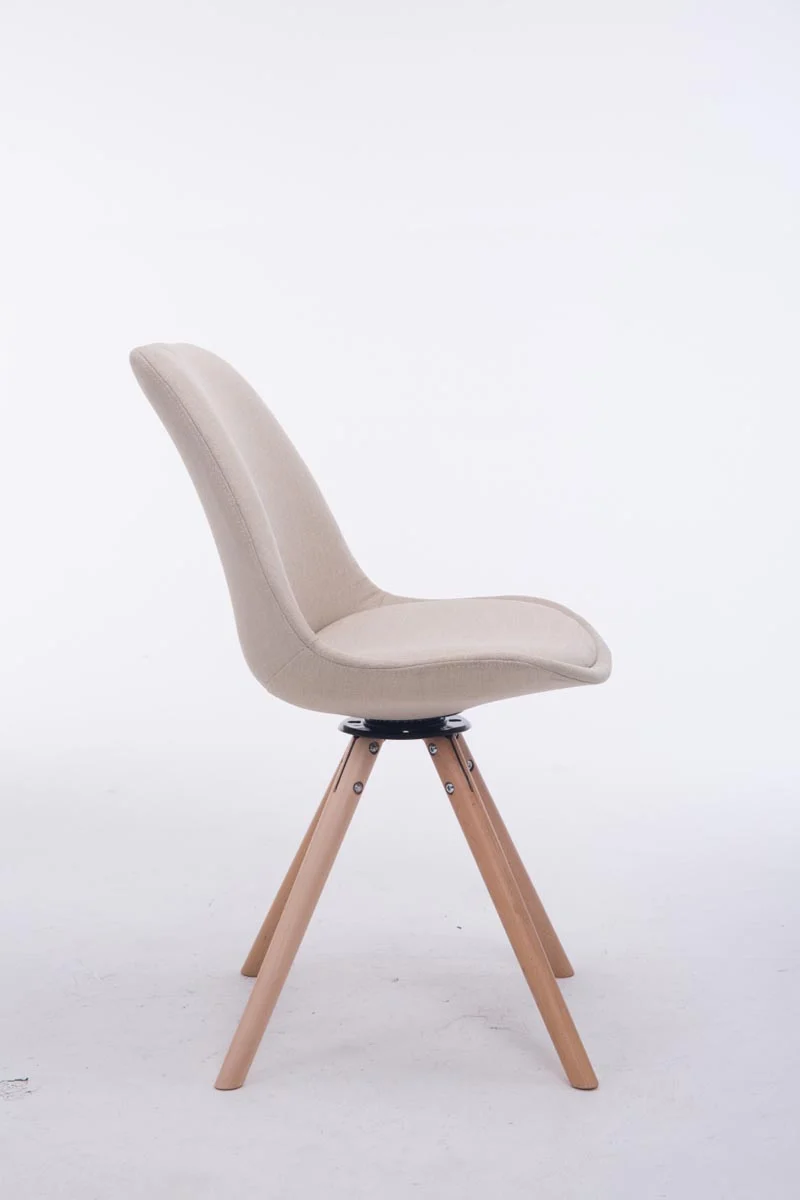 Chaise de salle à manger x1 chaise visiteur assise pivotant à 360° en tissu crème piètement en bois rond clair 10_0008315