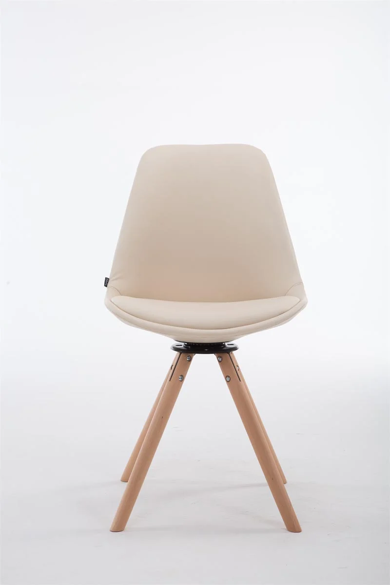 Chaise de salle à manger x1 pivotante style nordique assise en PVC crème piètement en bois clair 10_0008285