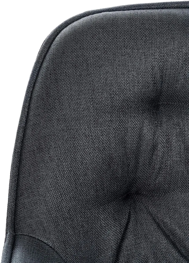 Tabouret de bar chaise haute x1 assise effet capitonnée en tissu gris foncé et métal noir 10_0004900