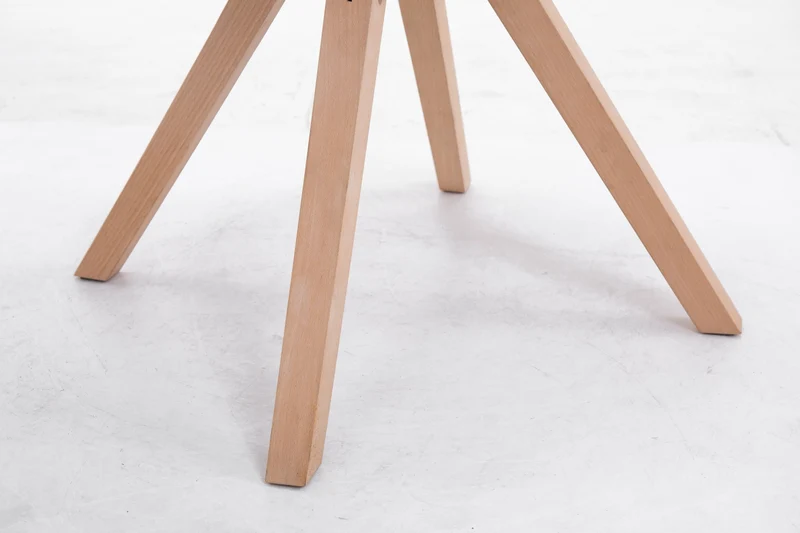 Chaise de salle à manger design scandinave en tissu crème et pieds en bois clair forme carré 10_0003457