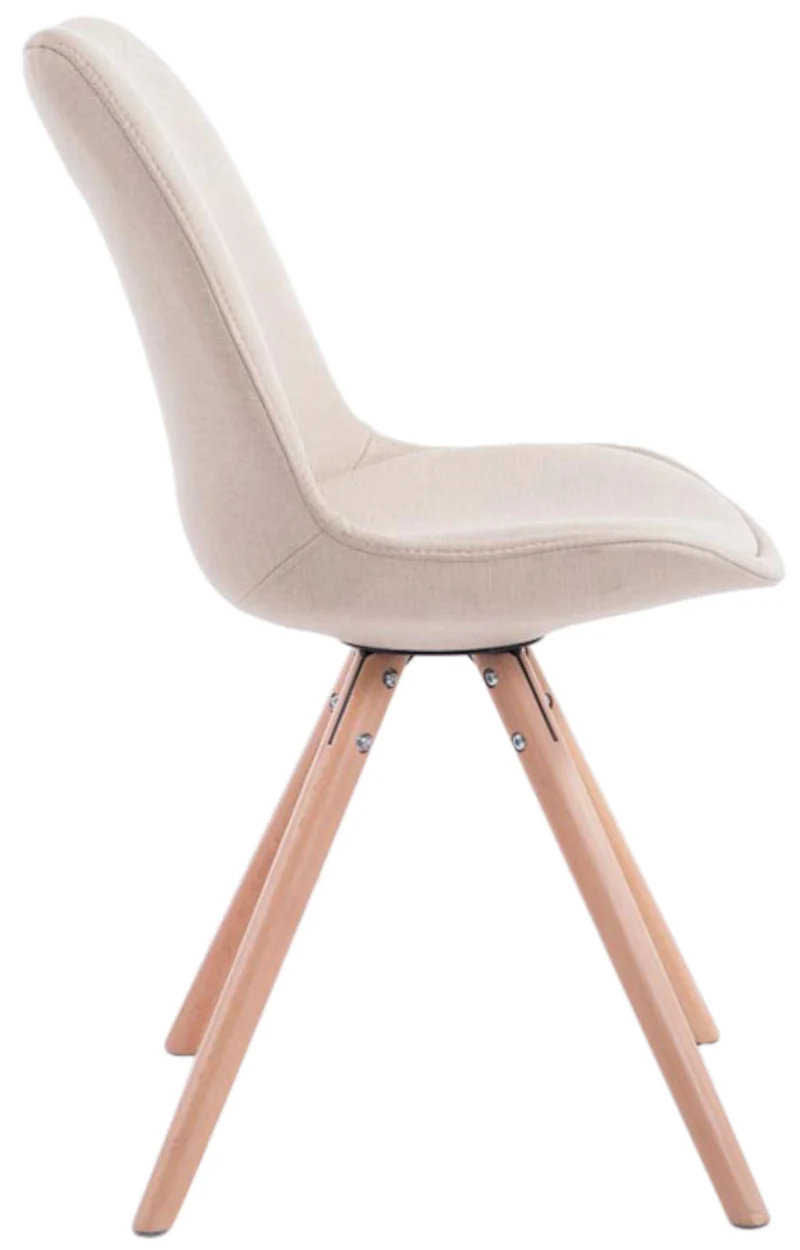 4 chaises de salle à manger style scandinave en tissu crème pieds rond en bois clair CDS10347