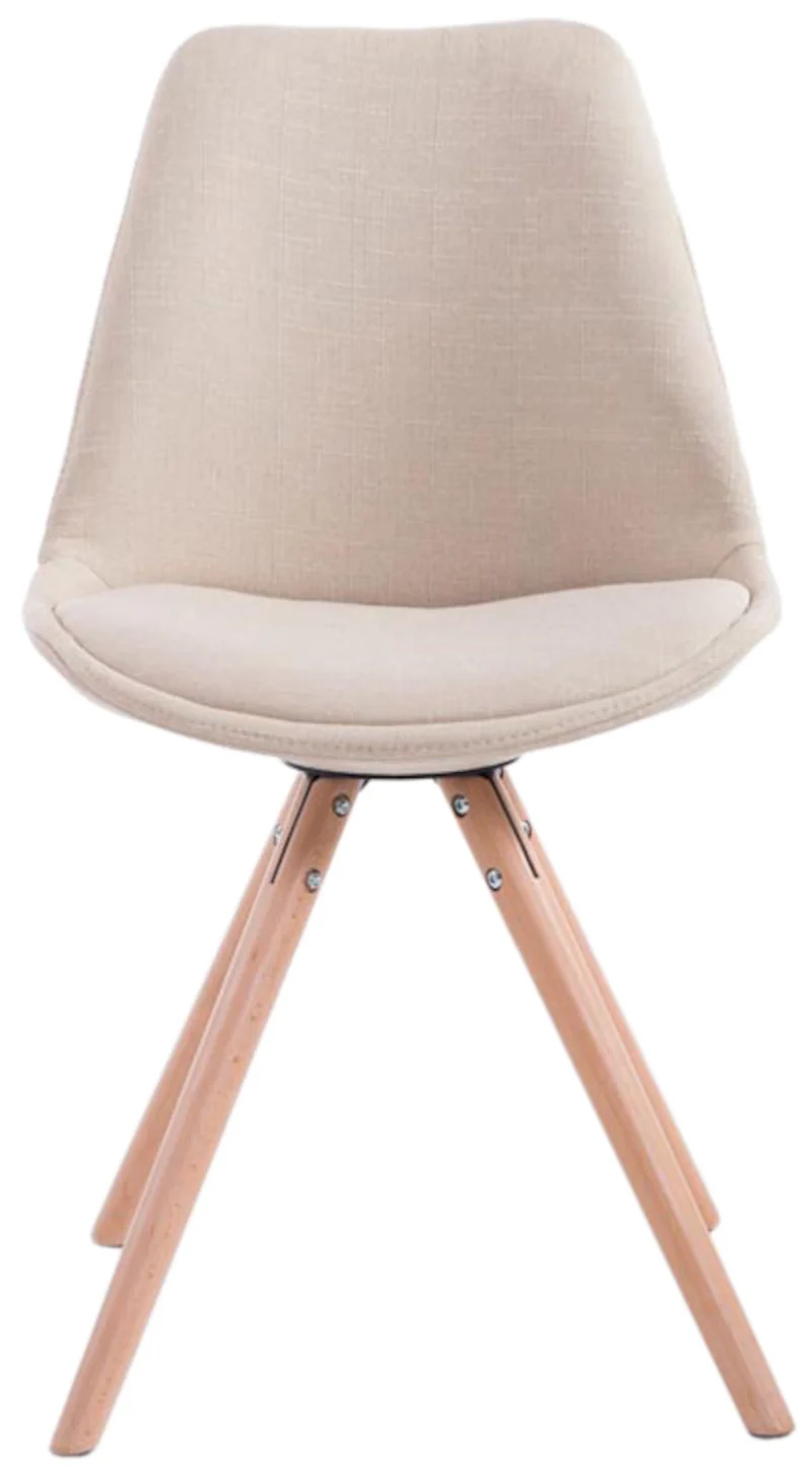 4 chaises de salle à manger style scandinave en tissu crème pieds rond en bois clair CDS10347