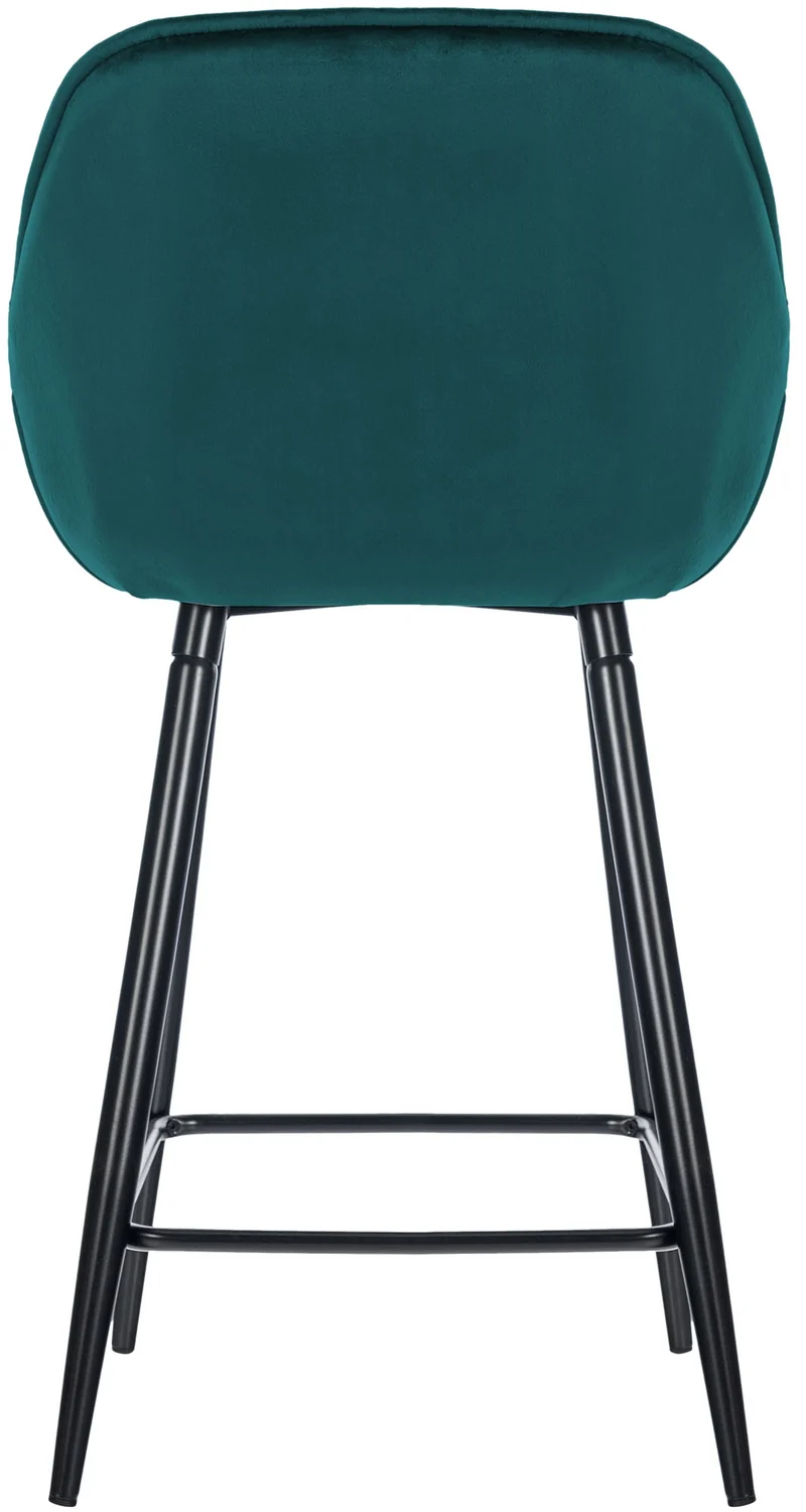 Tabouret de bar chaise haute x1 assise effet capitonnée en velours vert foncé et métal noir 10_0004886