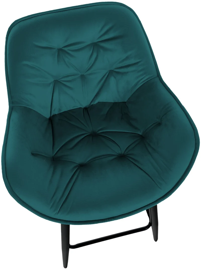 Tabouret de bar chaise haute x1 assise effet capitonnée en velours vert foncé et métal noir 10_0004886