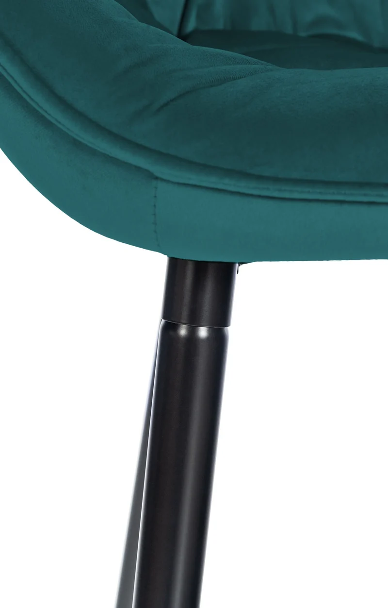Tabouret de bar chaise haute x1 assise effet capitonnée en velours vert foncé et métal noir 10_0004886