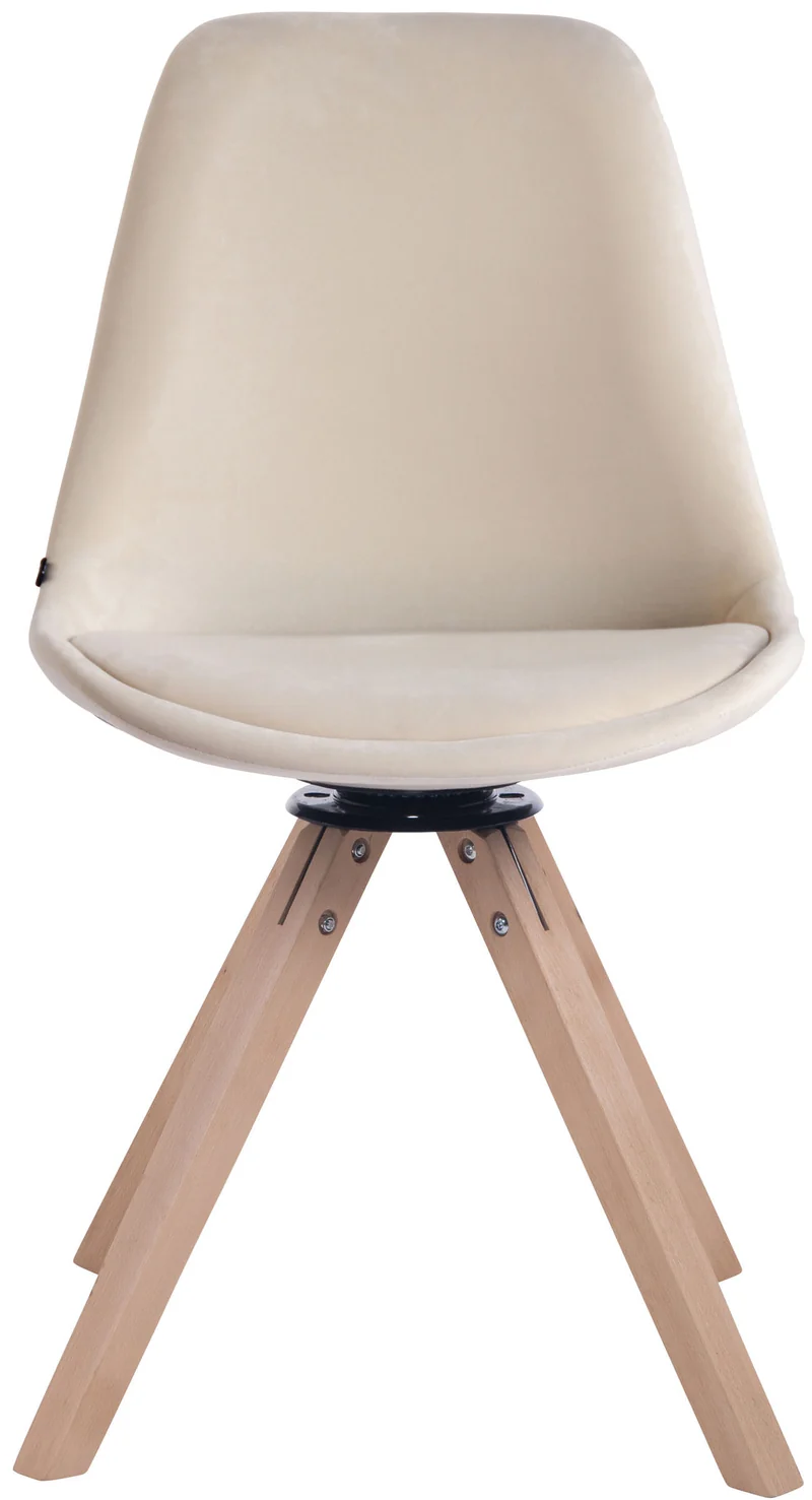 Chaise de salle à manger x1 chaise visiteur assise pivotant à 360° en velours crème piètement en bois carré clair 10_0003504