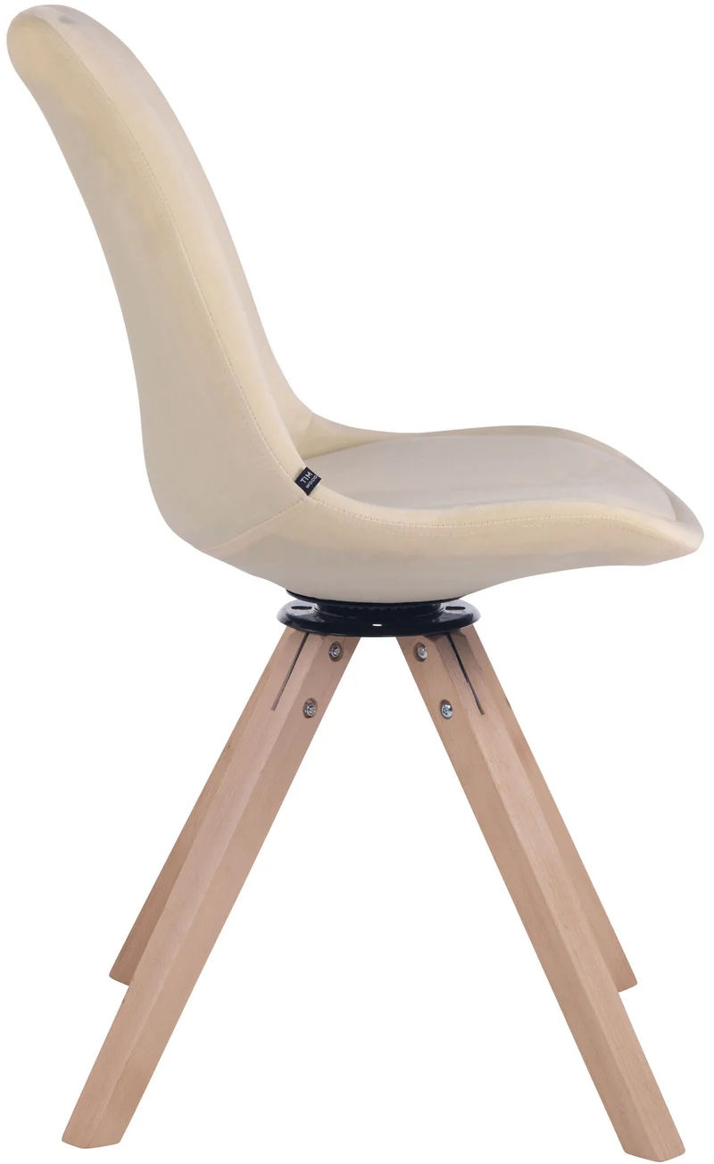 Chaise de salle à manger x1 chaise visiteur assise pivotant à 360° en velours crème piètement en bois carré clair 10_0003504