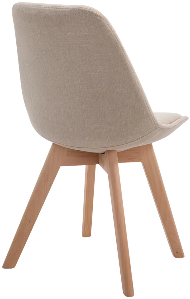 Chaise de salle à manger x1 design scandinave en tissu crème et piètement à 4 pieds en bois clair 10_0003274