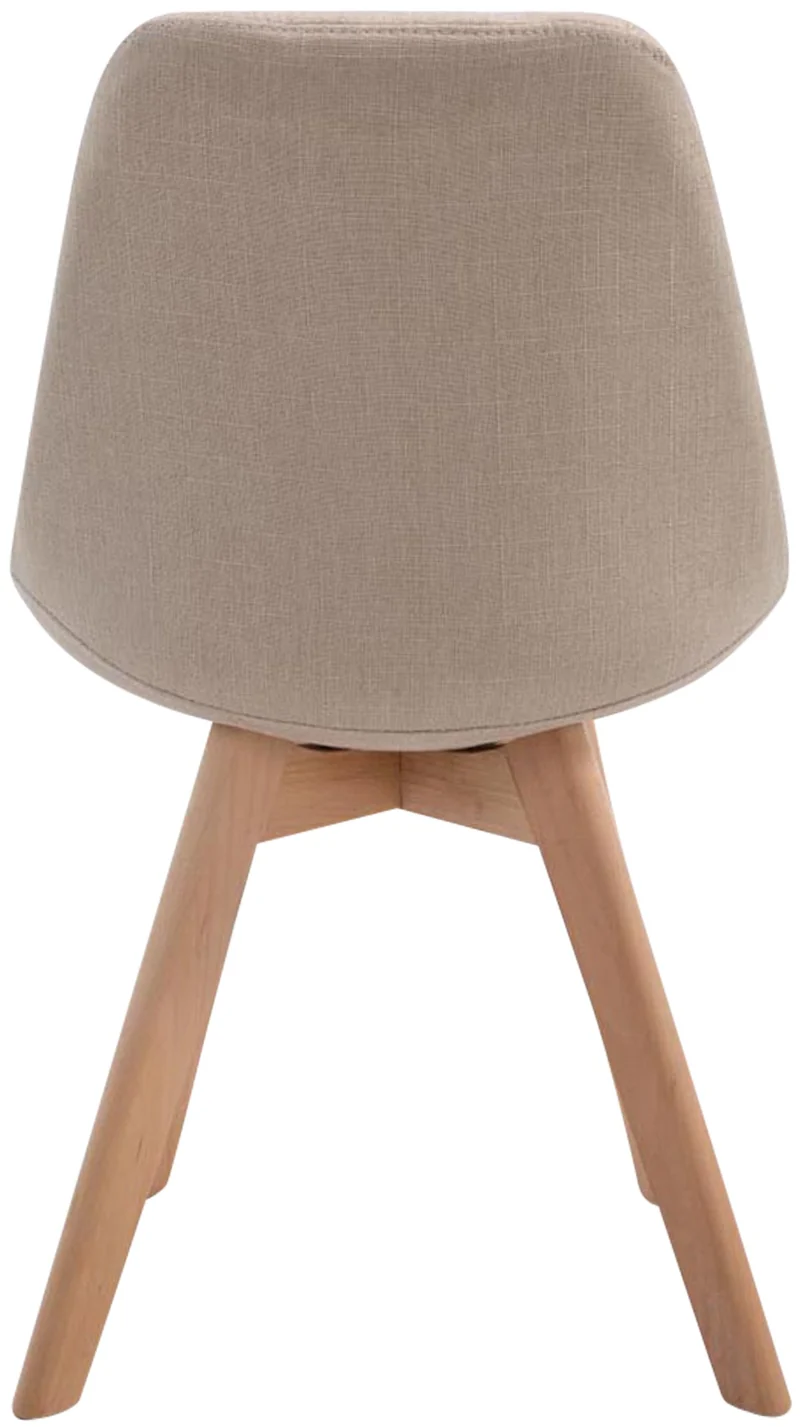Chaise de salle à manger x1 design scandinave en tissu crème et piètement à 4 pieds en bois clair 10_0003274