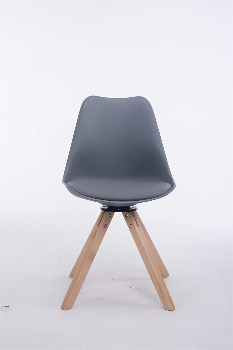 Chaise de salle à manger x1 chaise visiteur assise pivotant à 360° en PVC et plastique gris piètement en bois carré clair 10_0003467