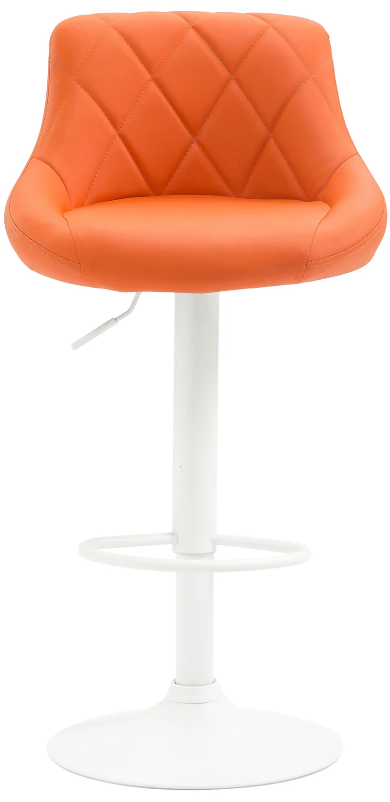 Tabouret de bar x1 en synthétique orange pivotant avec repose-pieds métal blanc coutures décoratives TDB10594