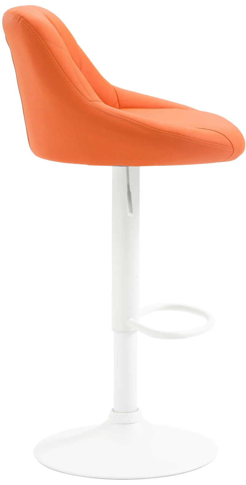 Tabouret de bar x1 en synthétique orange pivotant avec repose-pieds métal blanc coutures décoratives TDB10594