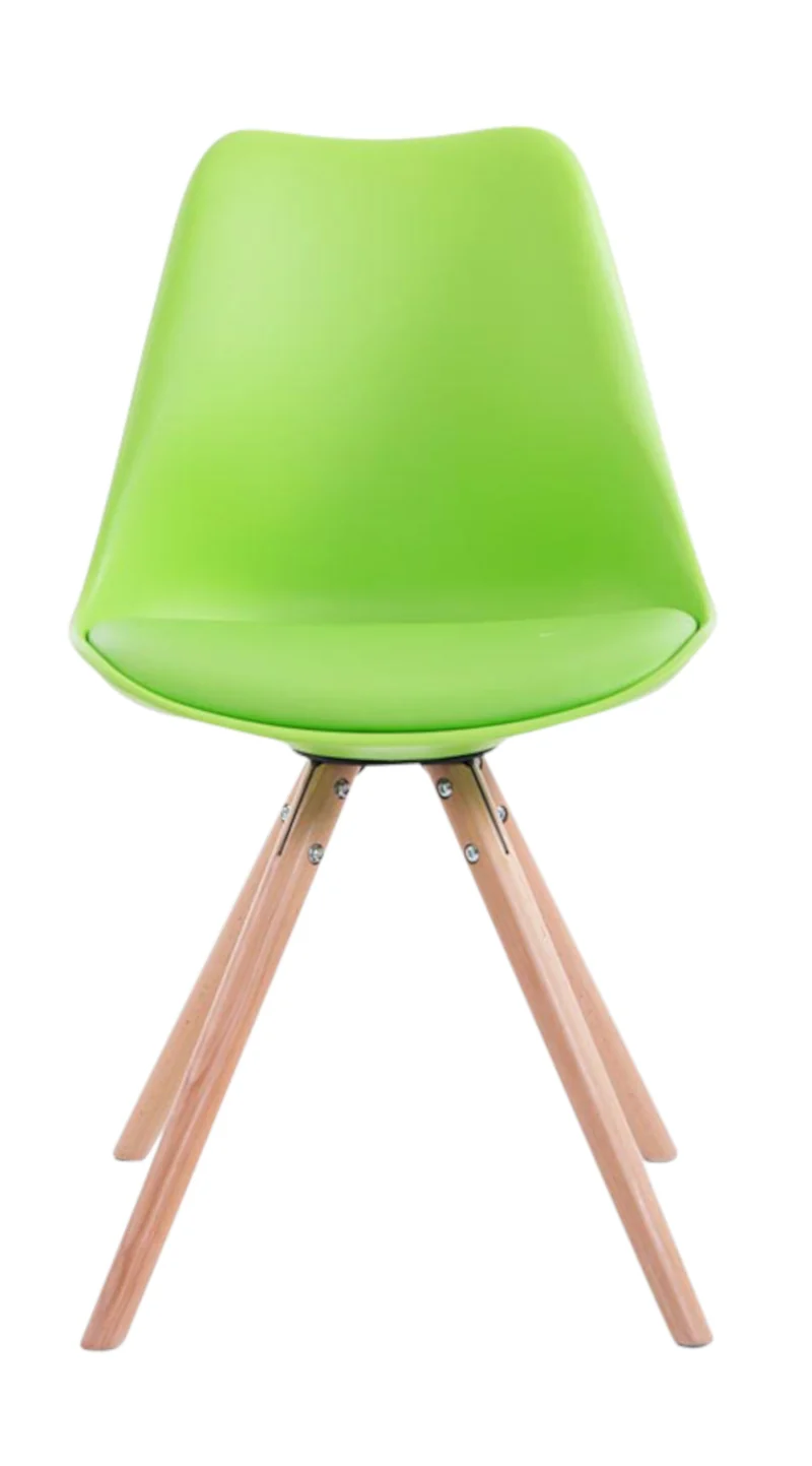 4 chaises de salle à manger style scandinave en synthétique et plastique vert pieds rond en bois clair CDS10375