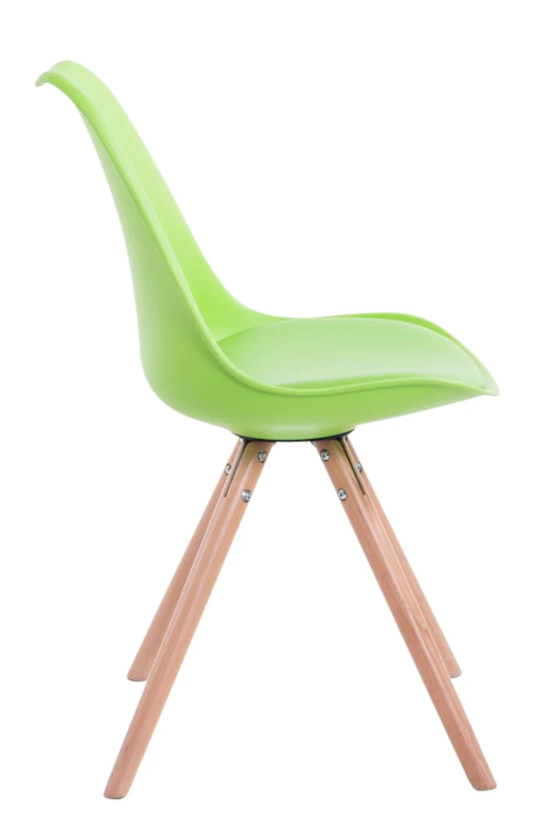 4 chaises de salle à manger style scandinave en synthétique et plastique vert pieds rond en bois clair CDS10375