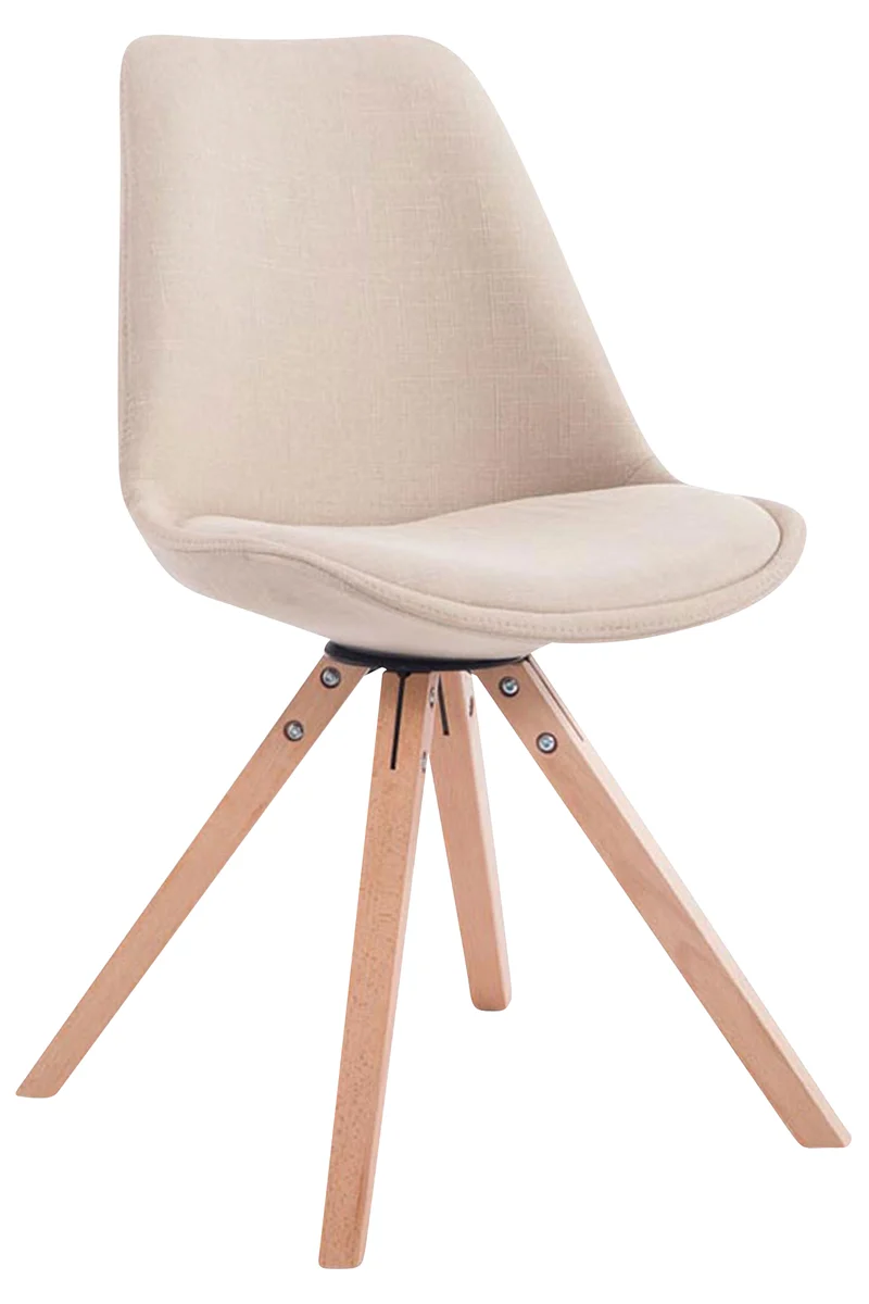 Lot de 4 chaises de salle à manger design scandinave en tissu crème et pieds en bois clair forme carré 10_0003202
