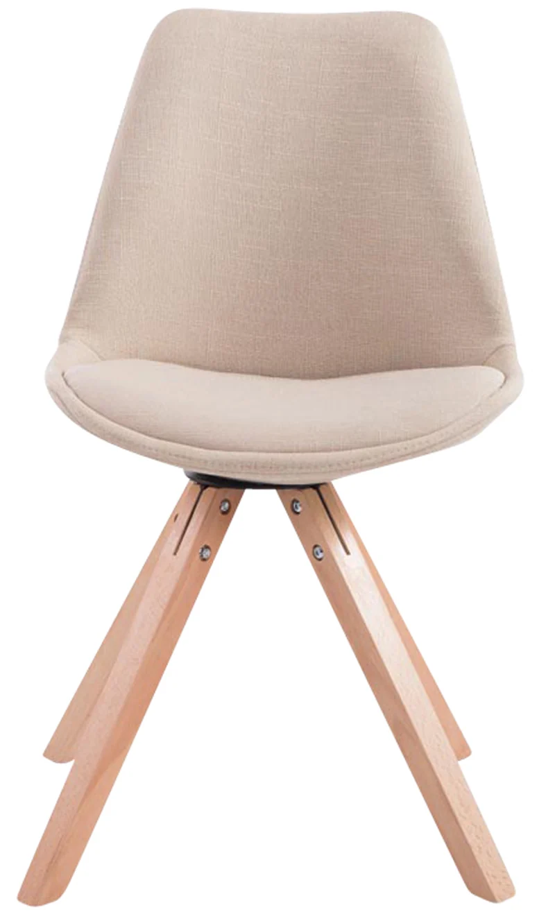 Lot de 4 chaises de salle à manger design scandinave en tissu crème et pieds en bois clair forme carré 10_0003202