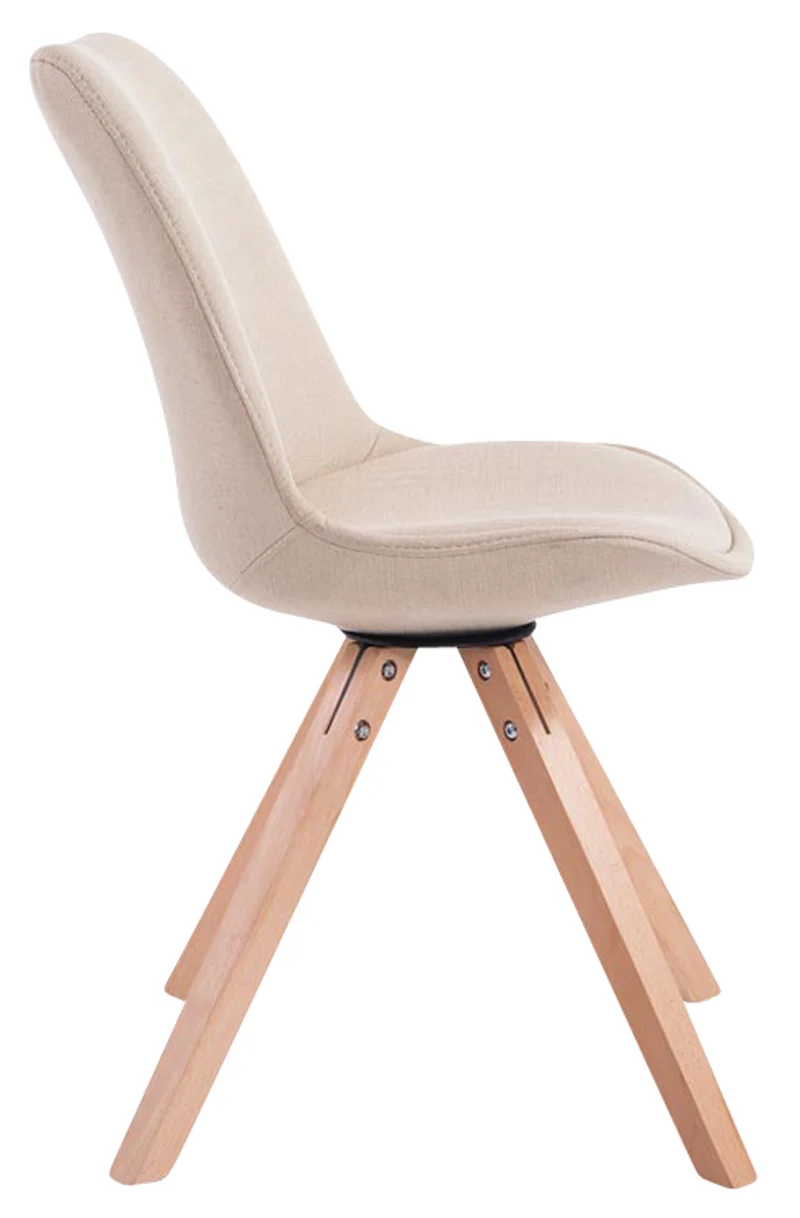 Lot de 4 chaises de salle à manger design scandinave en tissu crème et pieds en bois clair forme carré 10_0003202