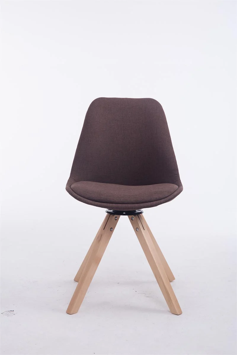 Chaise de salle à manger x1 chaise visiteur assise pivotant à 360° en tissu marron piètement en bois carré clair 10_0003473