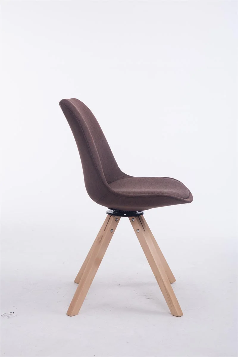 Chaise de salle à manger x1 chaise visiteur assise pivotant à 360° en tissu marron piètement en bois carré clair 10_0003473