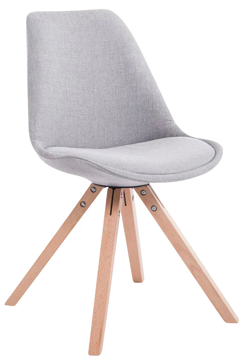 Lot de 4 chaises de salle à manger design scandinave en tissu gris et pieds en bois clair forme carré 10_0003204
