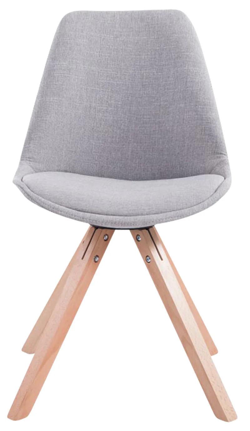 Lot de 4 chaises de salle à manger design scandinave en tissu gris et pieds en bois clair forme carré 10_0003204