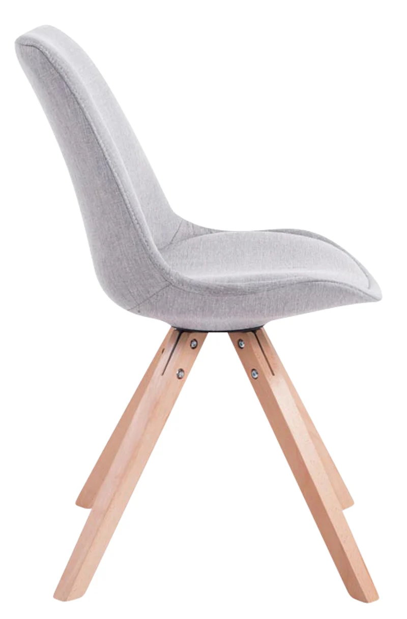 Lot de 4 chaises de salle à manger design scandinave en tissu gris et pieds en bois clair forme carré 10_0003204