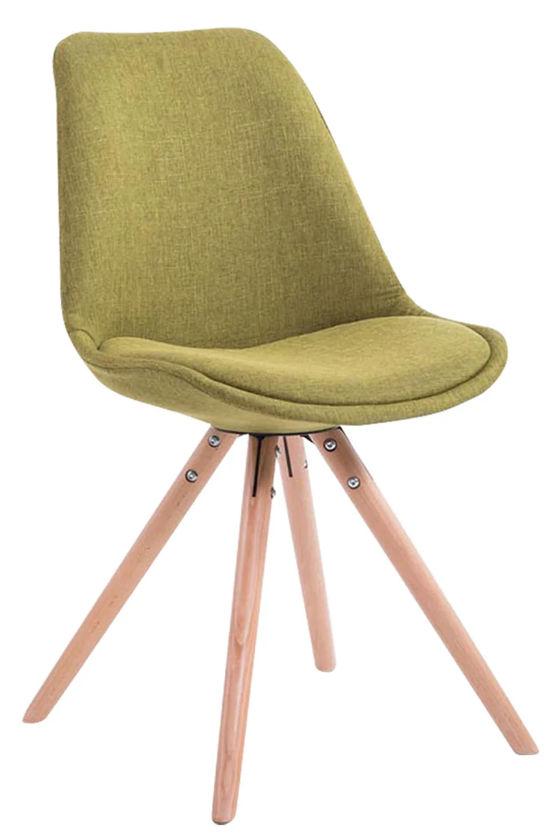 4 chaises de salle à manger style scandinave en tissu vert pieds rond en bois clair CDS10350