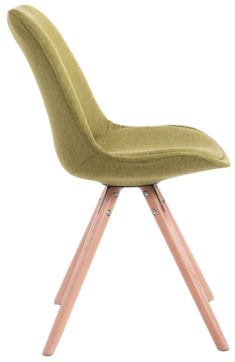 4 chaises de salle à manger style scandinave en tissu vert pieds rond en bois clair CDS10350
