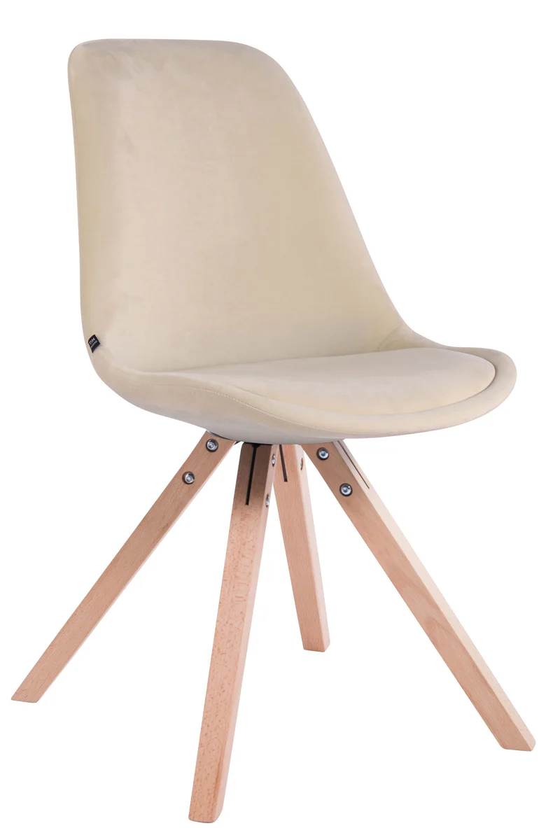 4 chaises de salle à manger style scandinave en velours crème pieds carré en bois CDS10191