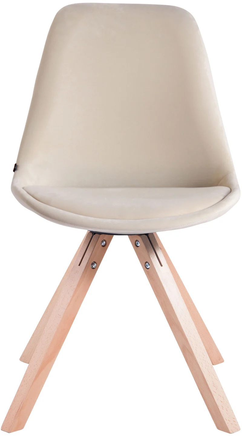 4 chaises de salle à manger style scandinave en velours crème pieds carré en bois CDS10191