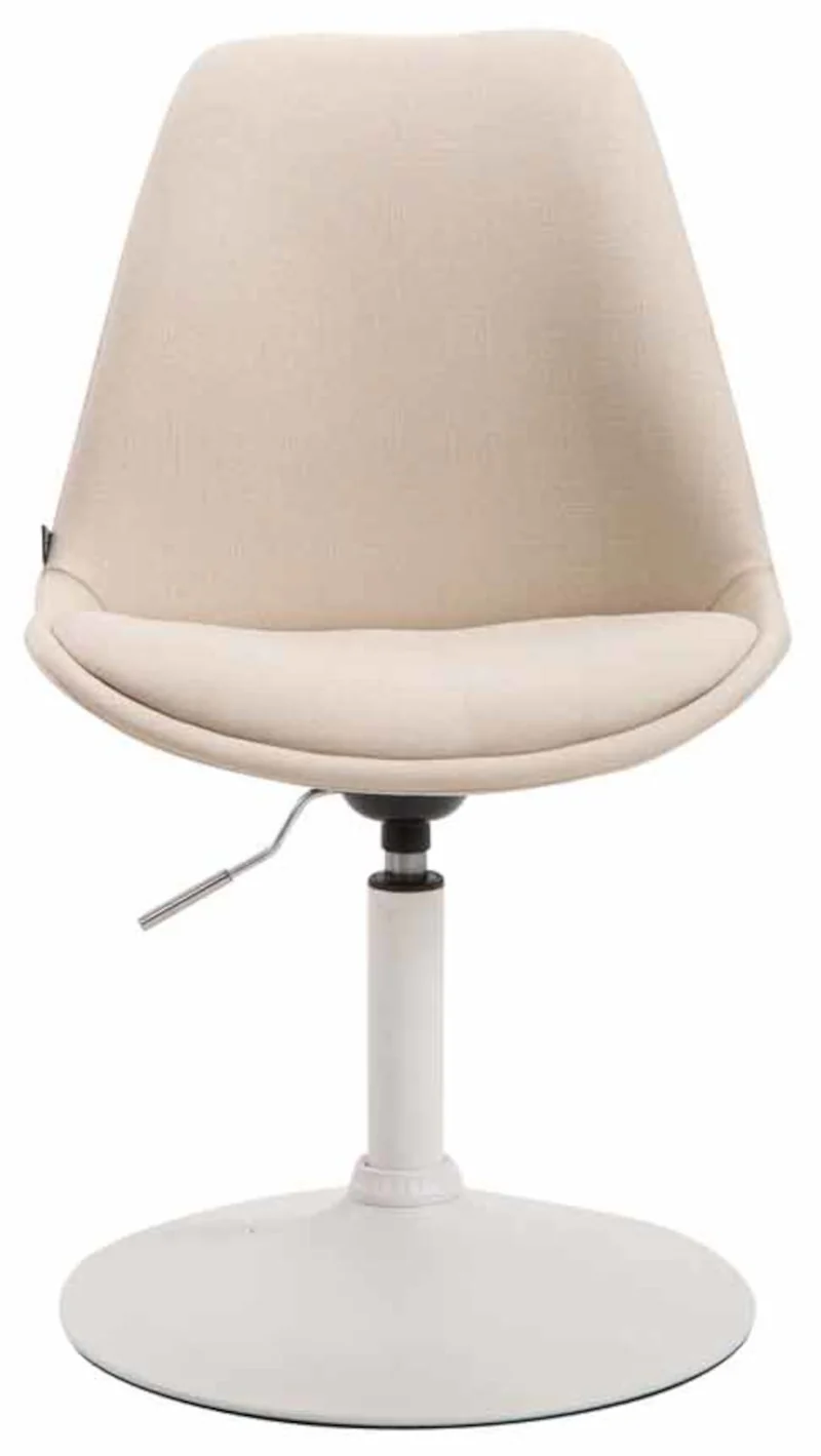 Lot de 4 chaises de salle à manger pivotante hauteur réglable en tissu crème et pied trompette en métal blanc 10_0008451