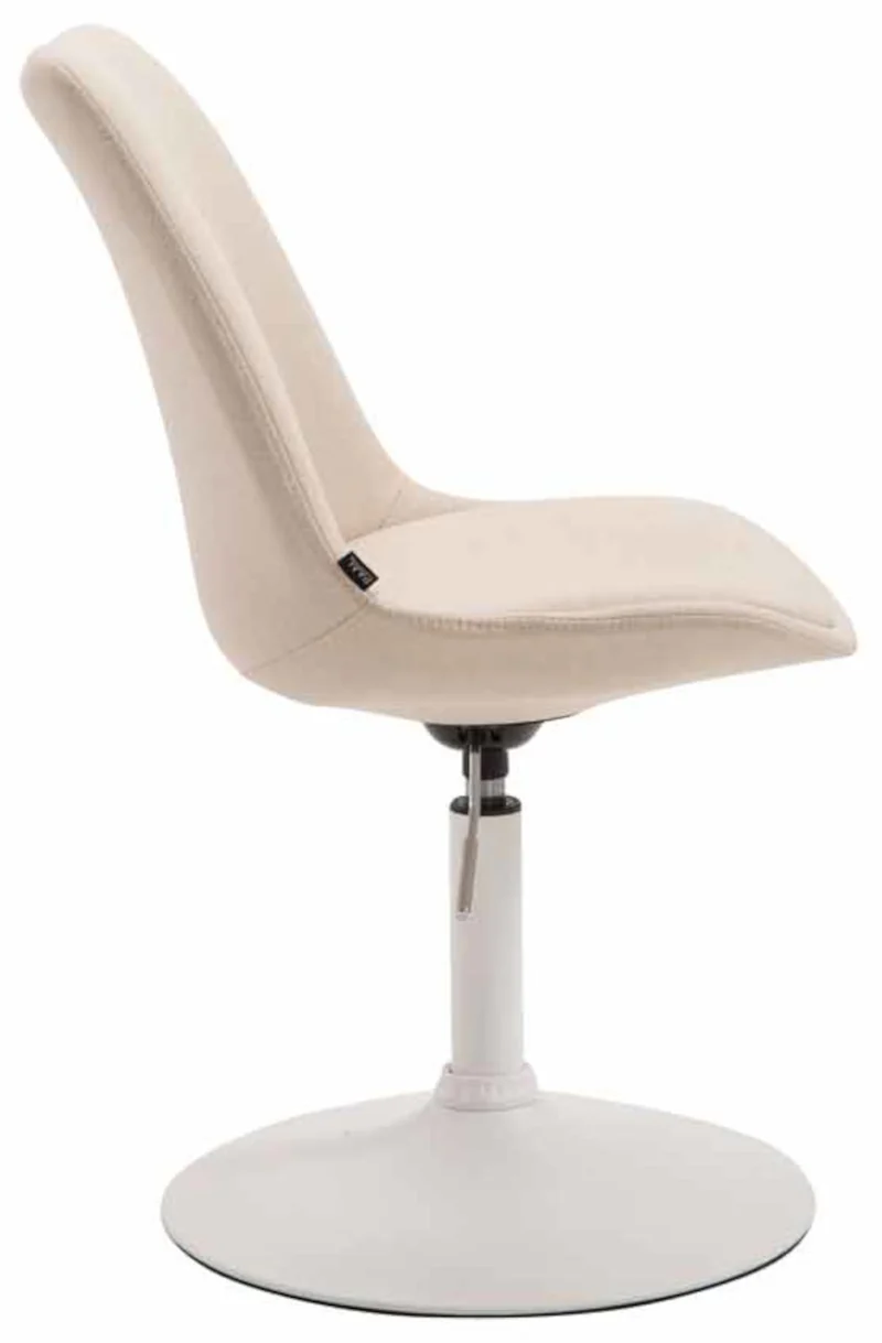 Lot de 4 chaises de salle à manger pivotante hauteur réglable en tissu crème et pied trompette en métal blanc 10_0008451