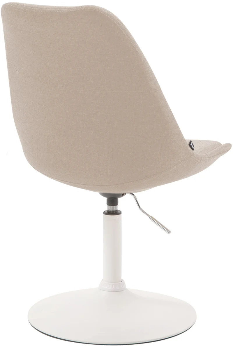Chaise de salle à manger x1 pivotante hauteur réglable en tissu crème et pied trompette en métal blanc 10_0008277