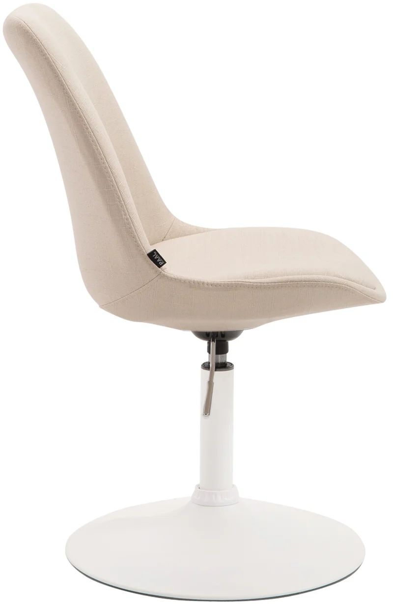 Chaise de salle à manger x1 pivotante hauteur réglable en tissu crème et pied trompette en métal blanc 10_0008277