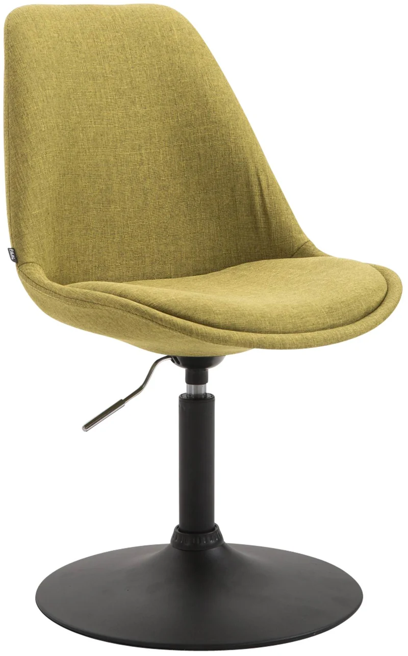 Chaise de salle à manger x1 pivotante hauteur réglable en tissu vert et pied trompette en métal noir 10_0003772