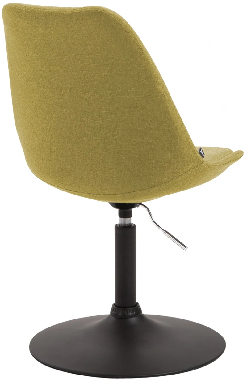 Chaise de salle à manger x1 pivotante hauteur réglable en tissu vert et pied trompette en métal noir 10_0003772