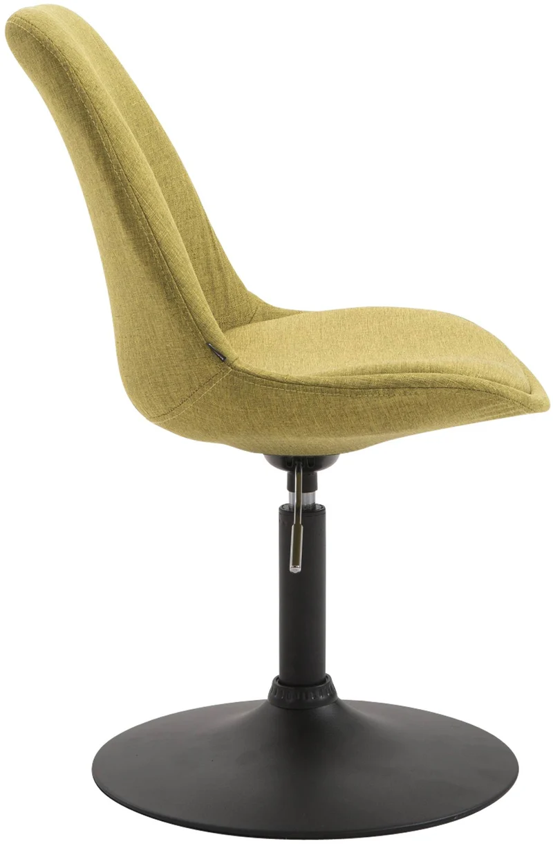Chaise de salle à manger x1 pivotante hauteur réglable en tissu vert et pied trompette en métal noir 10_0003772
