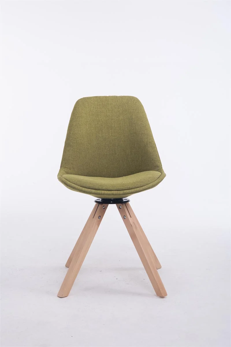 Chaise de salle à manger x1 chaise visiteur assise pivotant à 360° en tissu vert piètement en bois carré clair 10_0003477