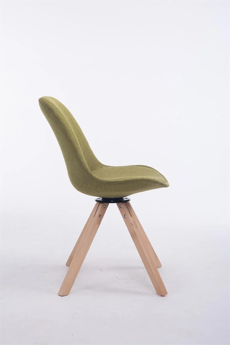Chaise de salle à manger x1 chaise visiteur assise pivotant à 360° en tissu vert piètement en bois carré clair 10_0003477