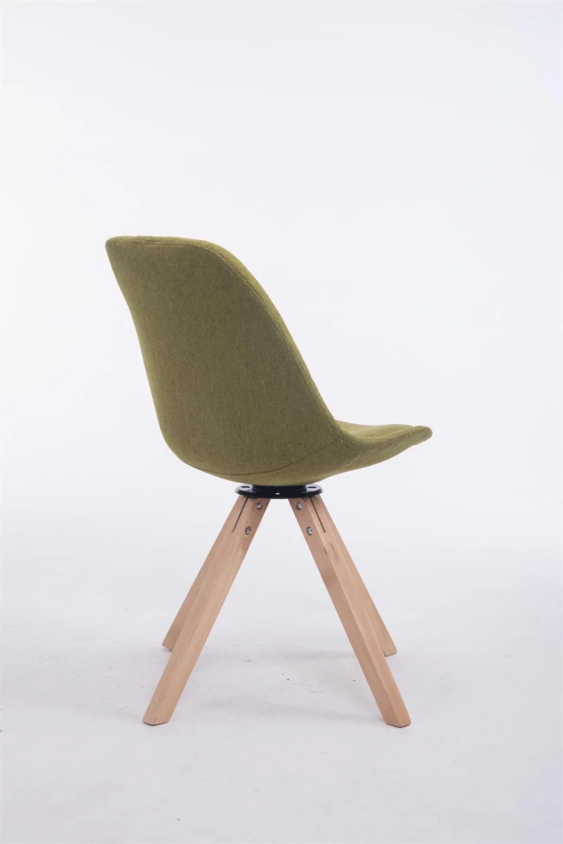 Chaise de salle à manger x1 chaise visiteur assise pivotant à 360° en tissu vert piètement en bois carré clair 10_0003477