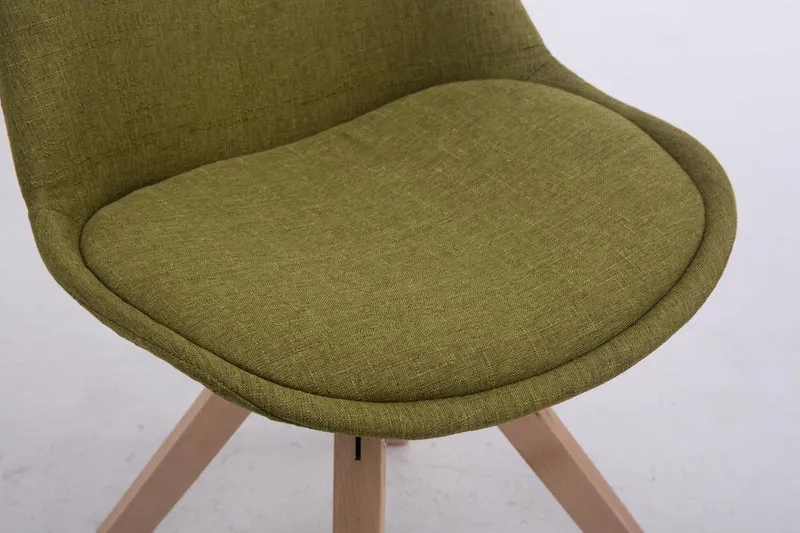 Chaise de salle à manger x1 chaise visiteur assise pivotant à 360° en tissu vert piètement en bois carré clair 10_0003477