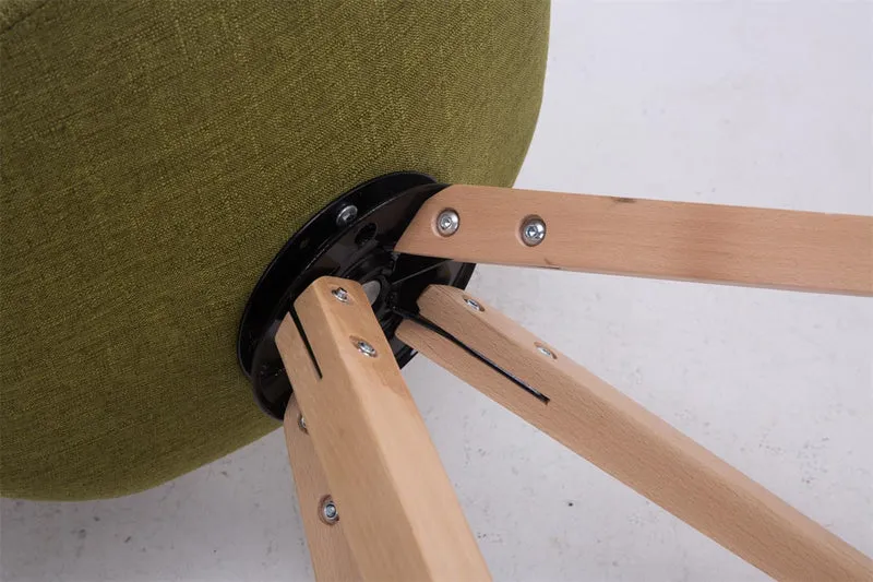 Chaise de salle à manger x1 chaise visiteur assise pivotant à 360° en tissu vert piètement en bois carré clair 10_0003477