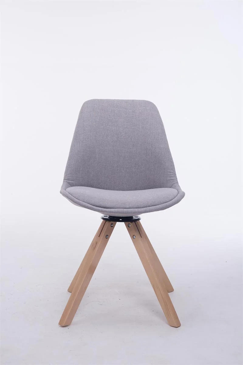 Chaise de salle à manger x1 chaise visiteur assise pivotant à 360° en tissu gris piètement en bois carré clair 10_0003476