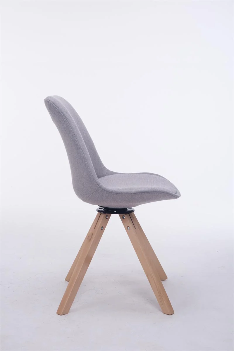 Chaise de salle à manger x1 chaise visiteur assise pivotant à 360° en tissu gris piètement en bois carré clair 10_0003476