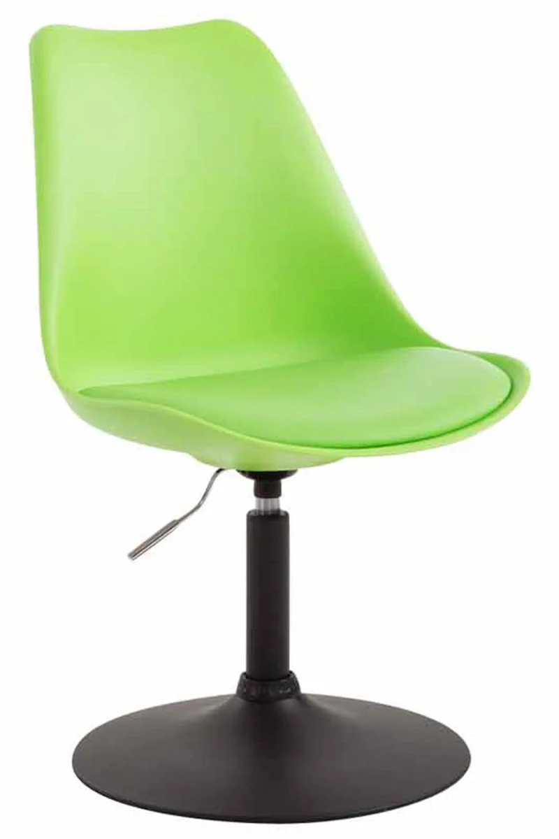 Lot de 4 chaises de salle à manger pivotante hauteur réglable en plastique vert et pied trompette en métal noir 10_0001810