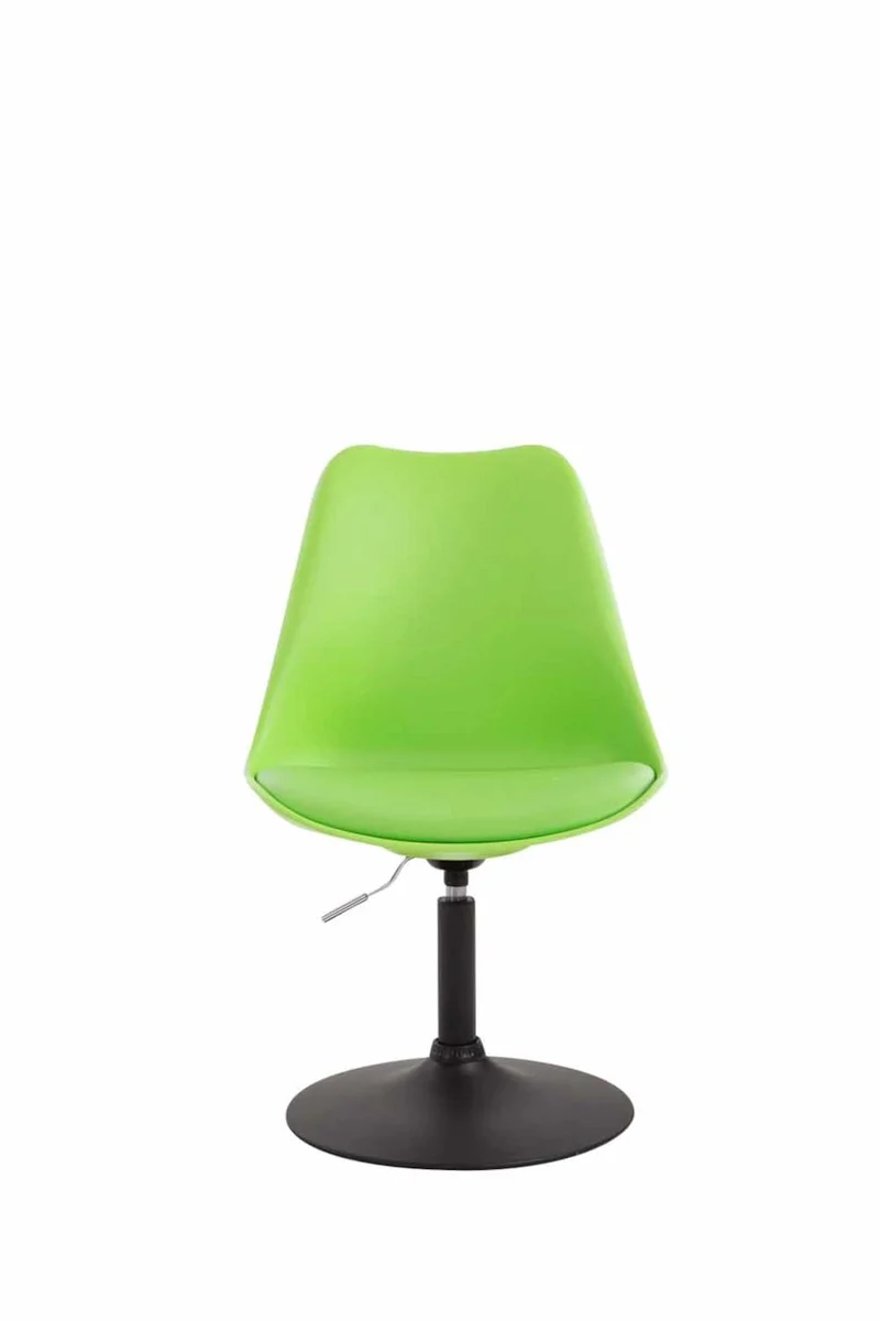 Lot de 4 chaises de salle à manger pivotante hauteur réglable en plastique vert et pied trompette en métal noir 10_0001810