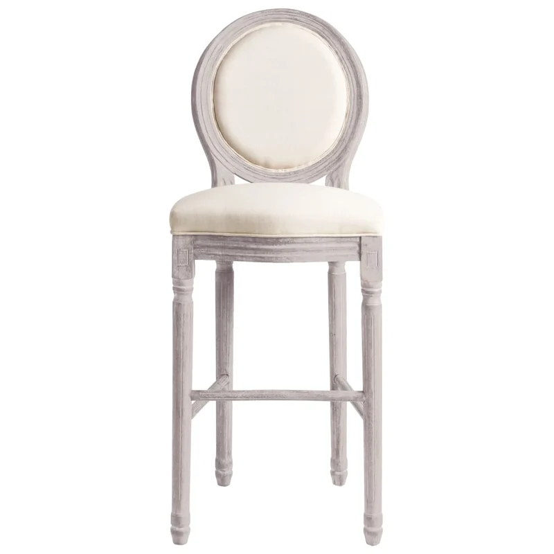 Lot de 2 tabourets de bar chaises hautes avec dossier design classique en bois et tissu blanc DEC029611