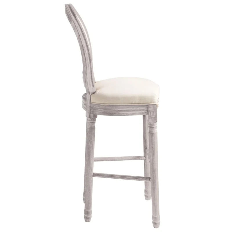 Lot de 2 tabourets de bar chaises hautes avec dossier design classique en bois et tissu blanc DEC029611
