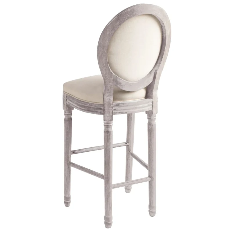 Lot de 2 tabourets de bar chaises hautes avec dossier design classique en bois et tissu blanc DEC029611